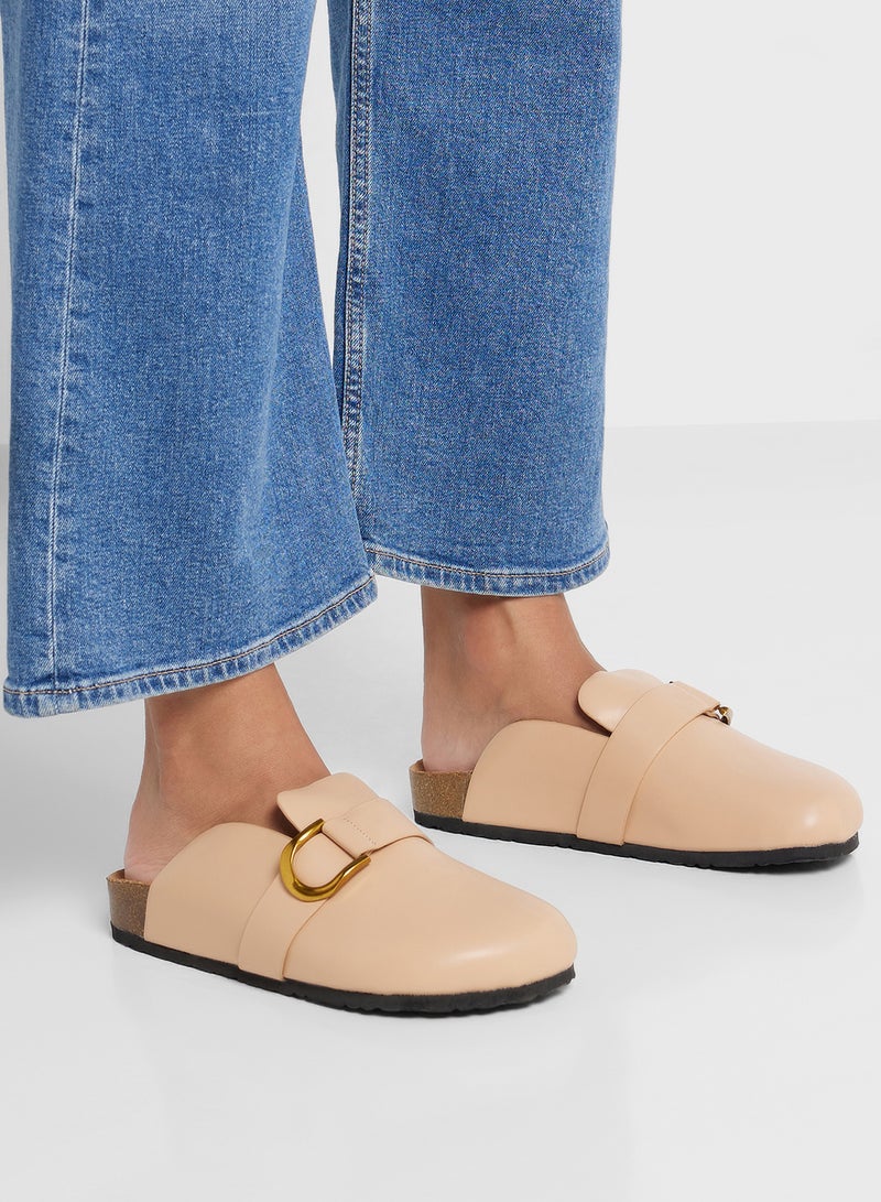 Oversized Buckle Detail Clog Sandal