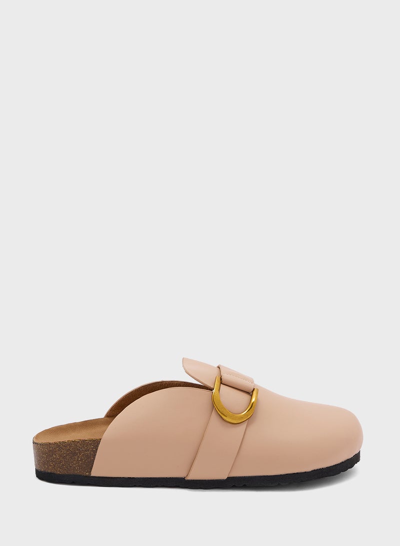 Oversized Buckle Detail Clog Sandal