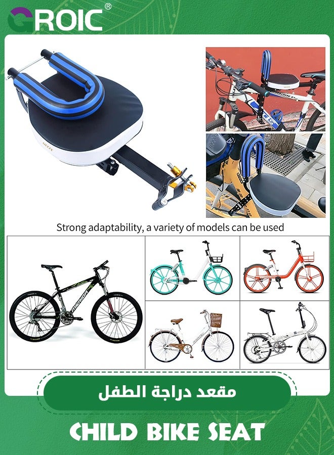 Child Bike Seat, Portable Retractable Foldable Front Mounted Kids Bike Seat, Suitable for Children 2~6 Years, Detachable Child Bike Seat Suitable for All Types of Bicycles