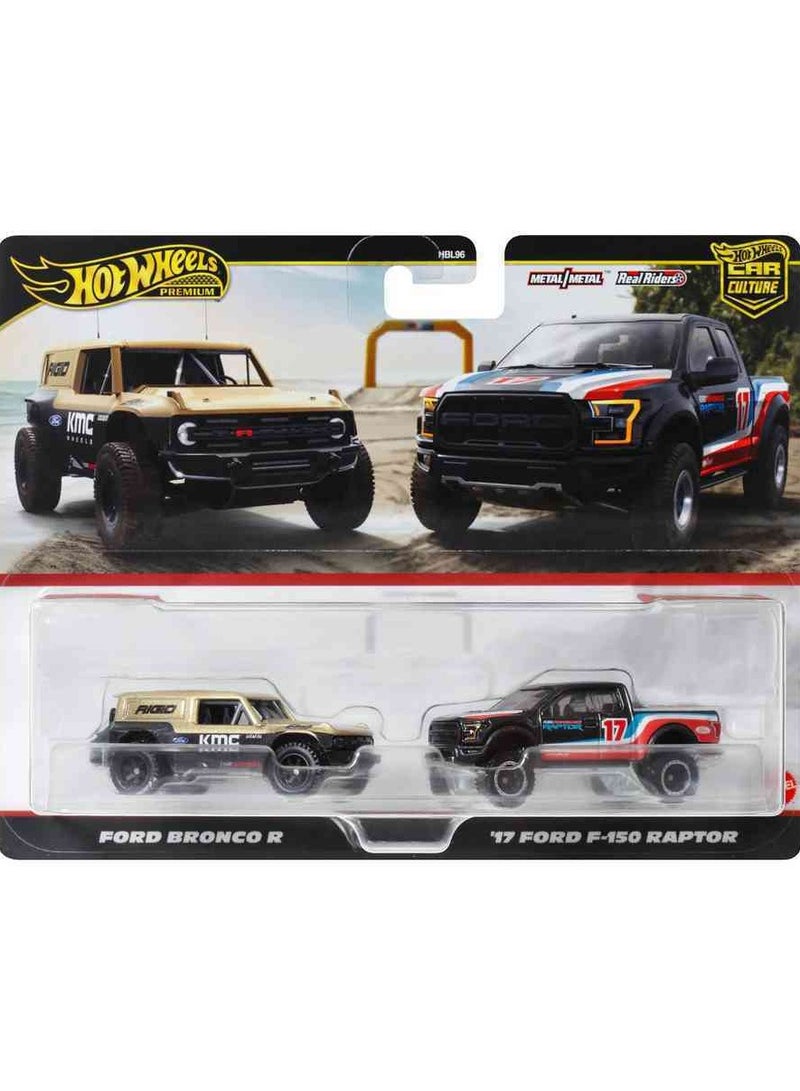 Premium Car Culture 2 Pack Ford Bronco R / '17 Ford F-150 Raptor