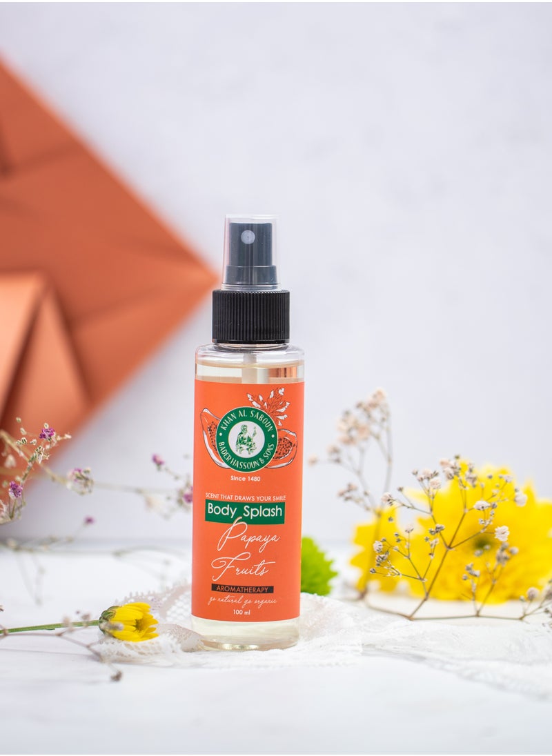 Khan Al Saboun Organic Natural Fruity Papaya Body Splash 100ml - Tropical and Long-Lasting Fragrance