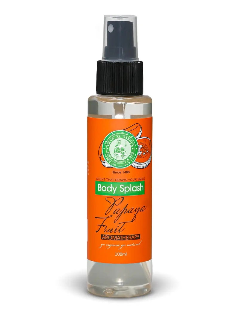 Khan Al Saboun Organic Natural Fruity Papaya Body Splash 100ml - Tropical and Long-Lasting Fragrance