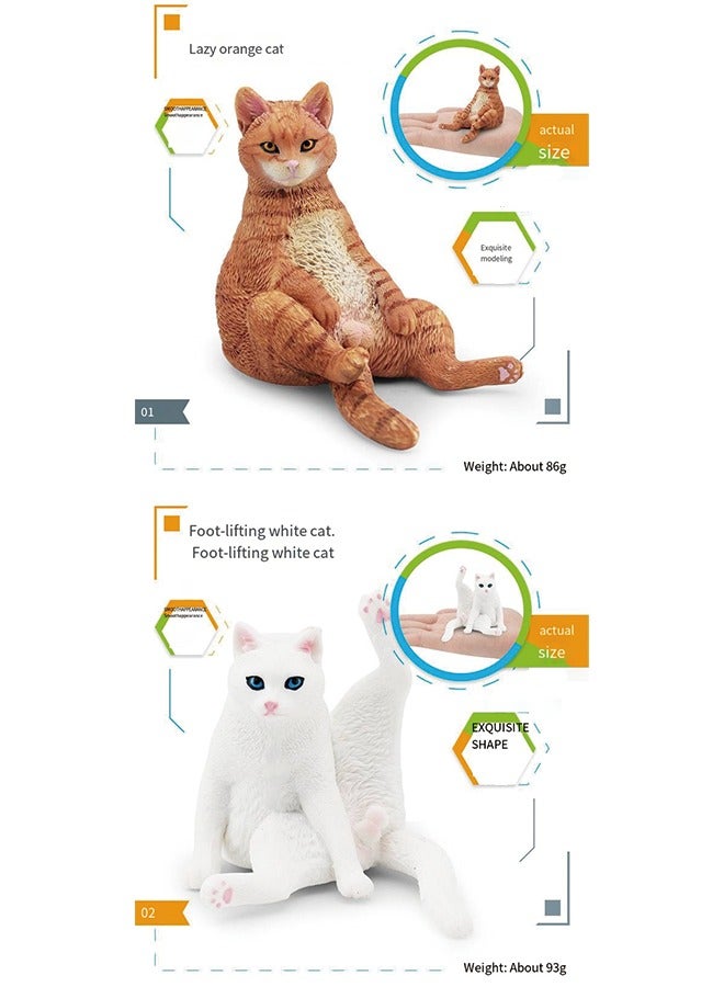 Children’s Realistic Cat Model Set – 10 Pieces (Ragdoll, Orange Cat, Gray Cat, Siamese Cat, and More) – Lazy Poses, Hand-Painted Animal Figurines – Eco-Friendly PVC Material – Lifelike Cat Decorations