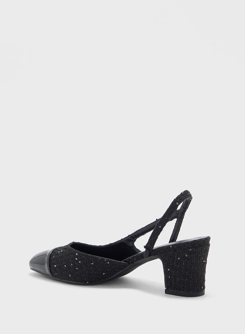 Block Heel Sling Back Pump