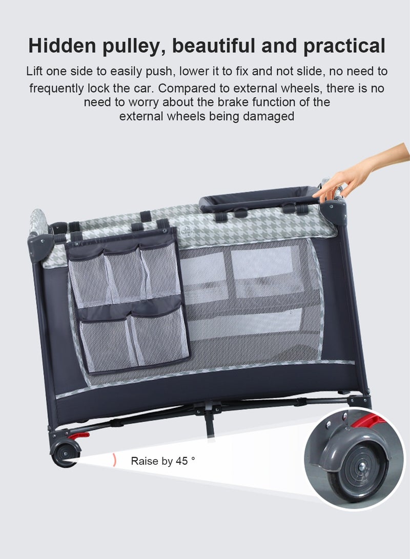 Portable Crib for Baby, Portable Baby Playpen with Detachable Bassinet and Changing Table
