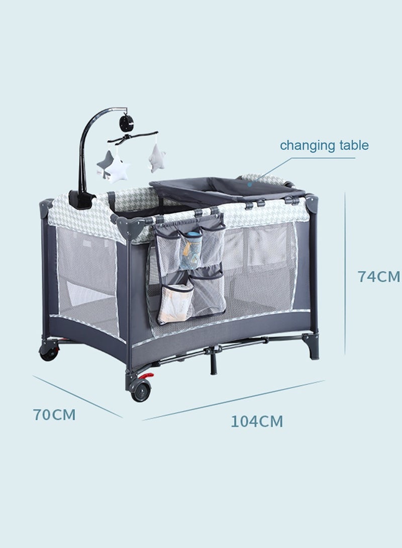 Portable Crib for Baby, Portable Baby Playpen with Detachable Bassinet and Changing Table