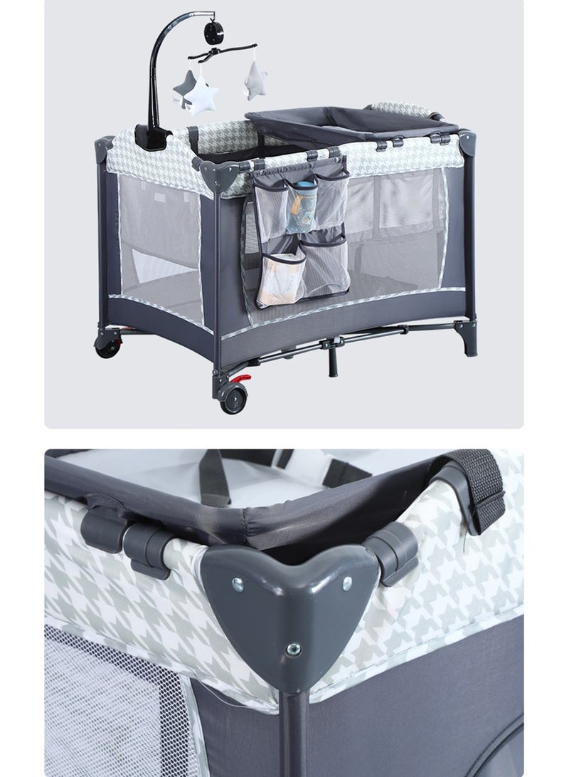 Portable Crib for Baby, Portable Baby Playpen with Detachable Bassinet and Changing Table