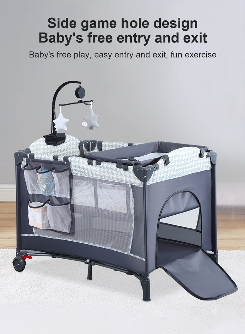 Portable Crib for Baby, Portable Baby Playpen with Detachable Bassinet and Changing Table