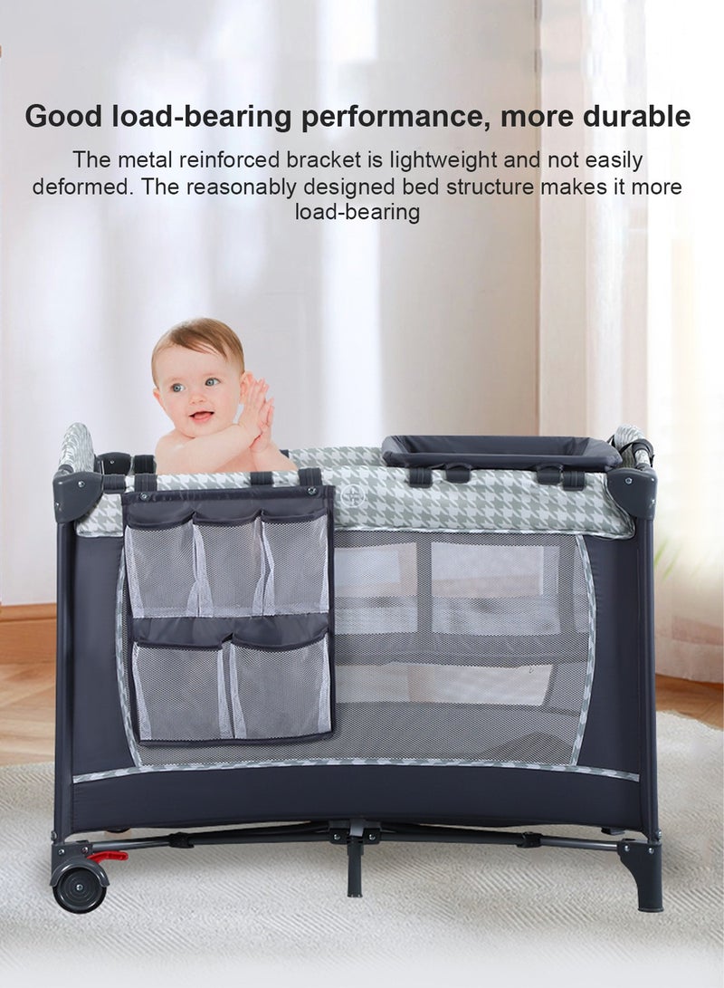 Portable Crib for Baby, Portable Baby Playpen with Detachable Bassinet and Changing Table