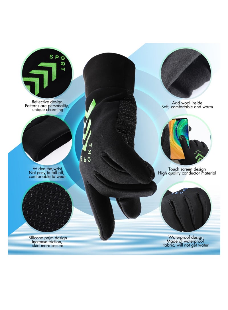 Touch Screen Waterproof Thermal Gloves for Men and Women, 3 Pairs Windproof Reflective Warm Gloves for Driving Running Cycling Hiking