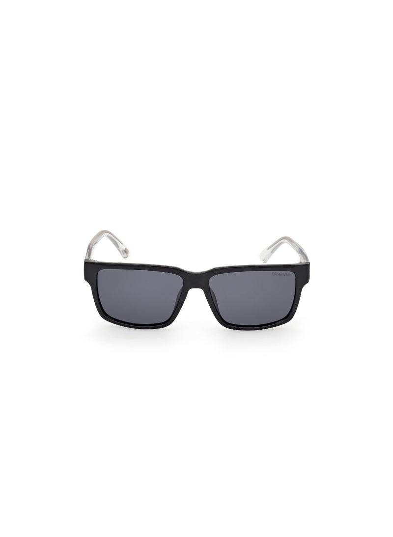 Boys Rectangular Shape  Sunglasses SE0002501D55 Lens Size: 55 Millimeter - Shiny Black