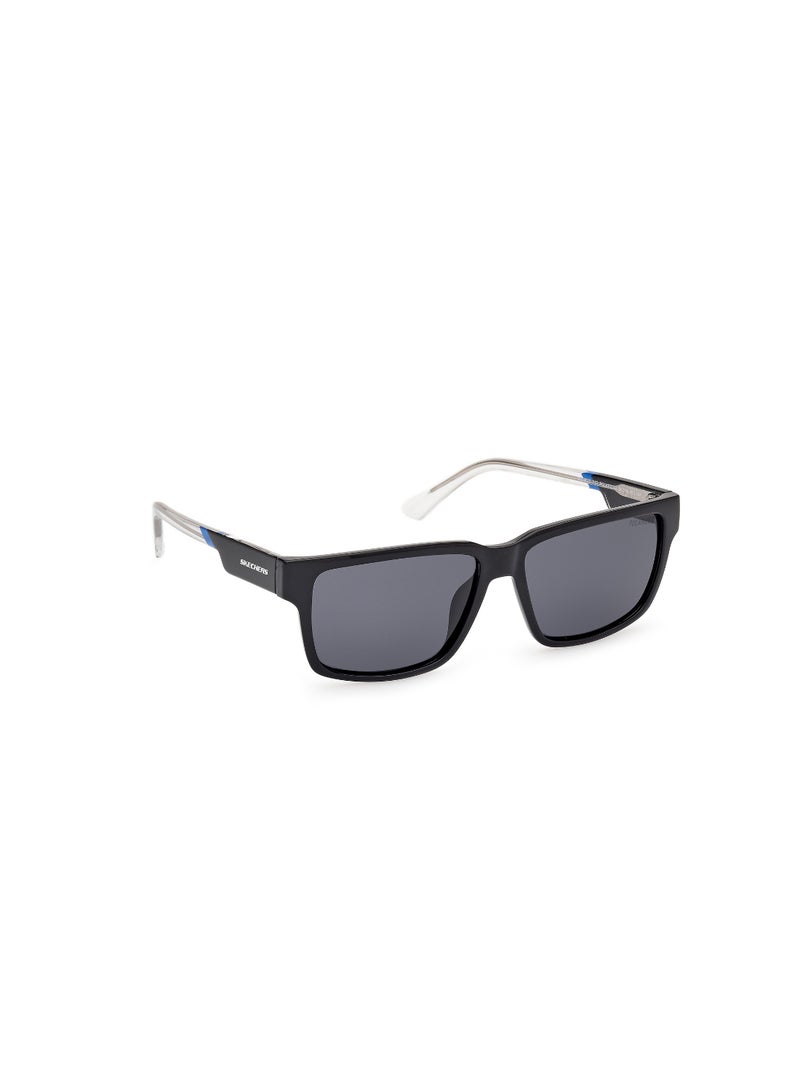 Boys Rectangular Shape  Sunglasses SE0002501D55 Lens Size: 55 Millimeter - Shiny Black