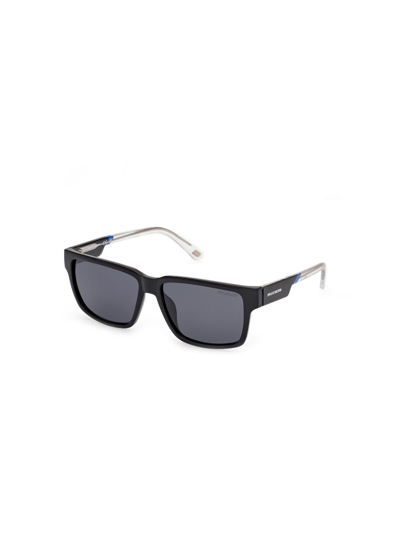 Boys Rectangular Shape  Sunglasses SE0002501D55 Lens Size: 55 Millimeter - Shiny Black