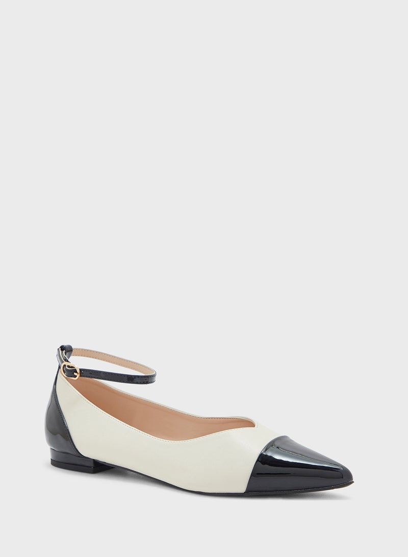 Pointy Toe Ankle Strap Flat Shoe