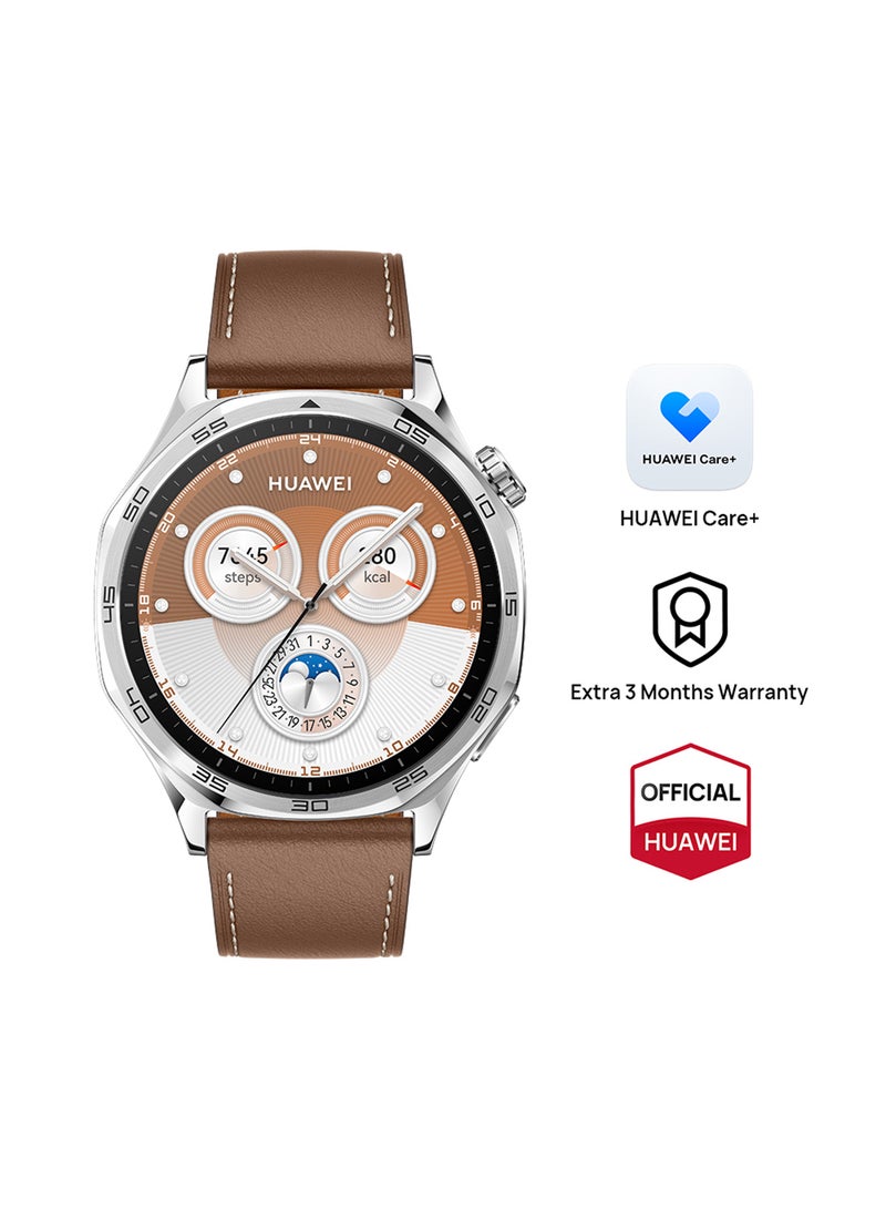 Watch GT 5 46mm Smartwatch, up to 14 Days Battery Life, All-new Running and Cycling Experience, Sharp-Edged Design Watch, Health Tracking, Compatible with iOS and Android, Brown