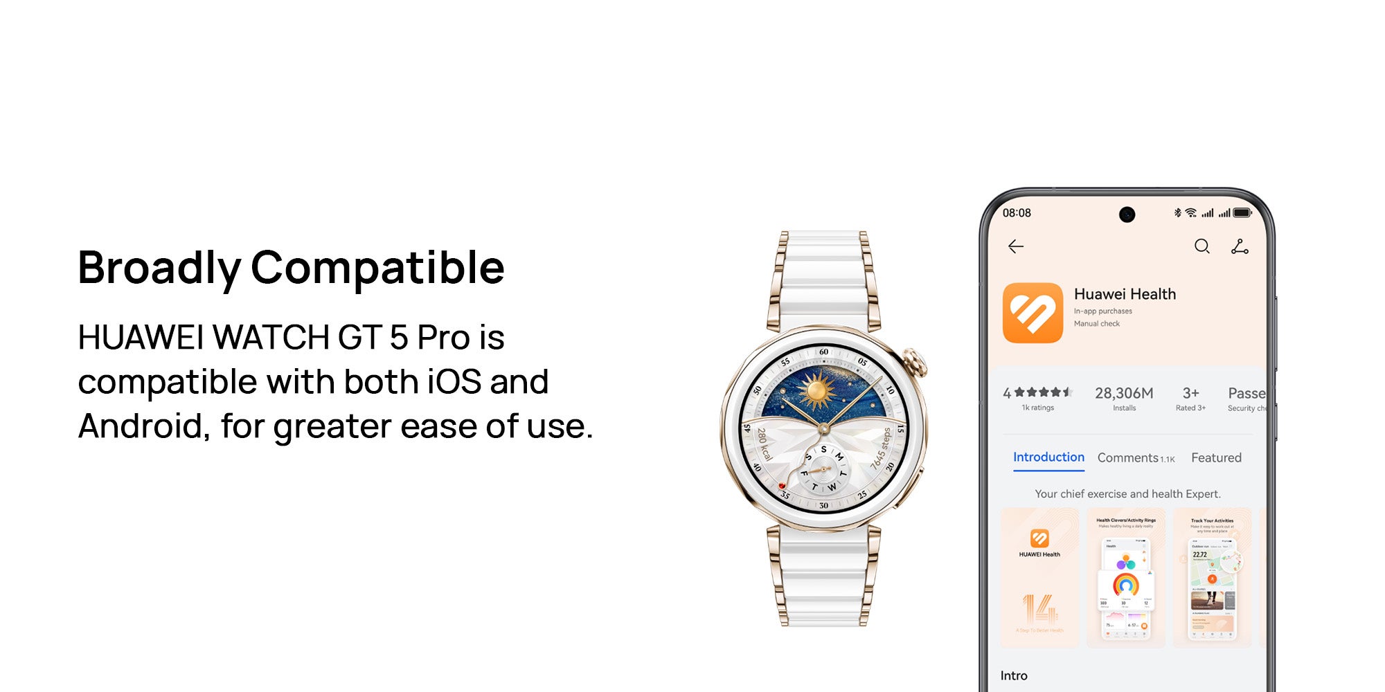 Watch GT 5 Pro 46mm Smartwatch, Sharp-Edged Design Watch, up to 14 Days Battery Life, Pro-level Sports, Health Tracking, Compatible with iOS and Android Black