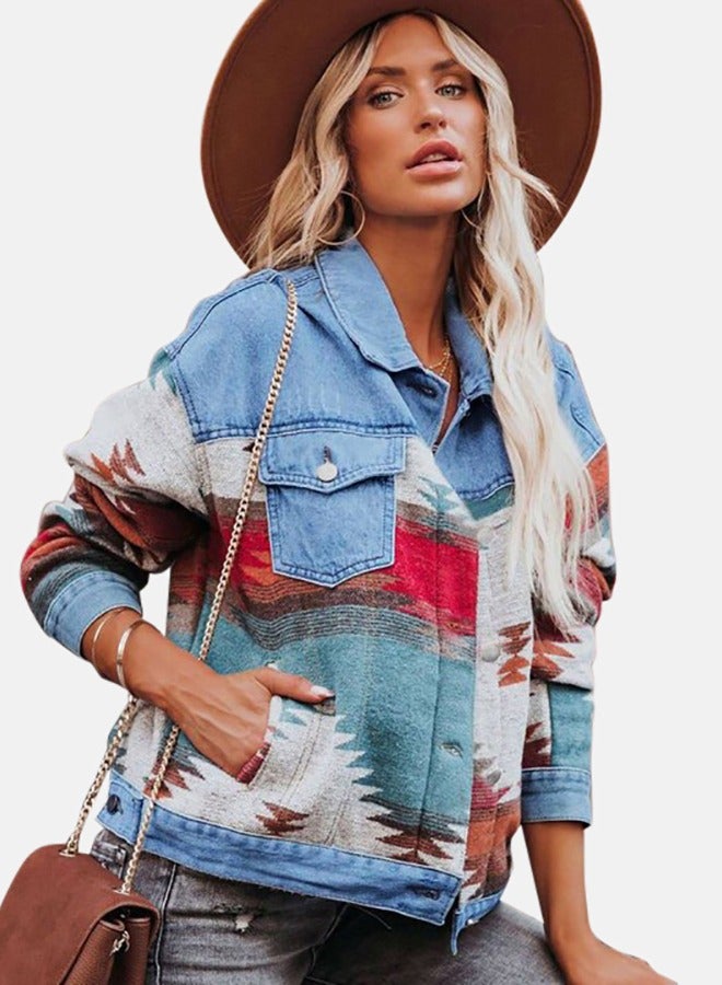 Blue Collared Long Sleeve Denim Jacket