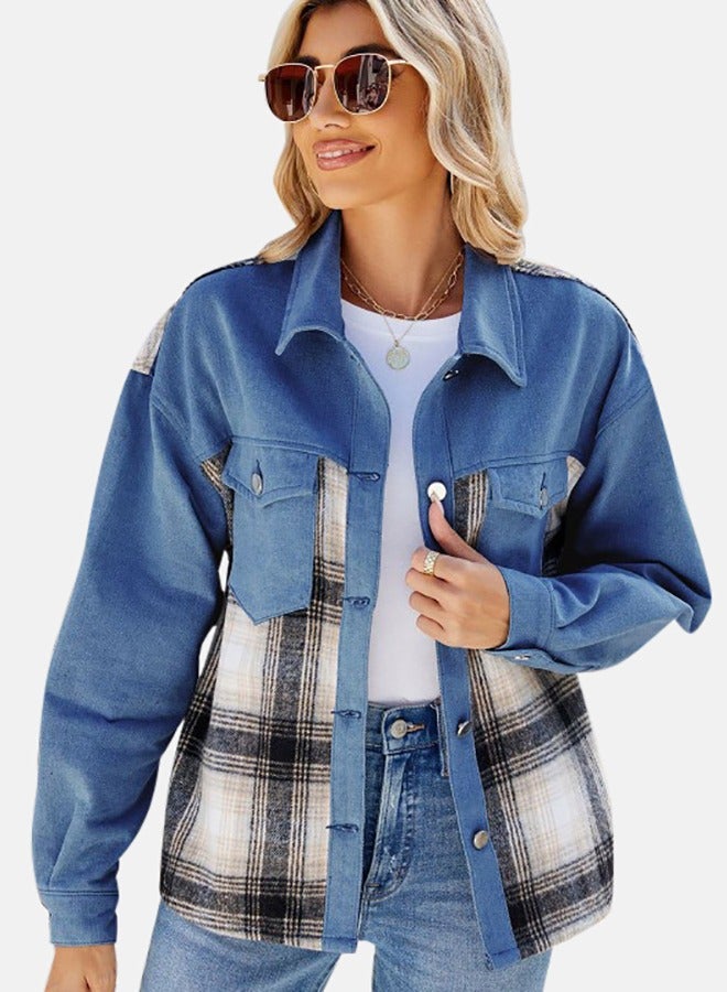 Blue Collared Long Sleeve Denim Jacket