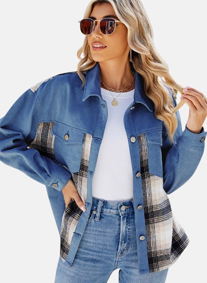 Blue Collared Long Sleeve Denim Jacket