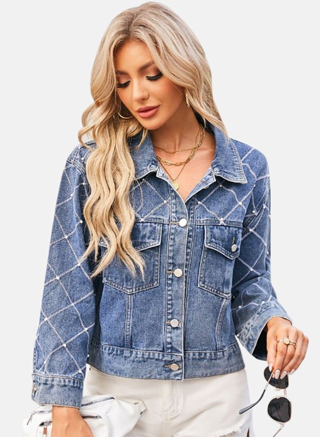 Blue Collared Long Sleeve Denim Jacket