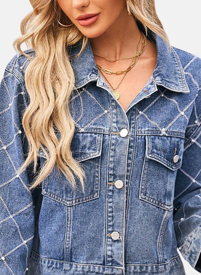 Blue Collared Long Sleeve Denim Jacket