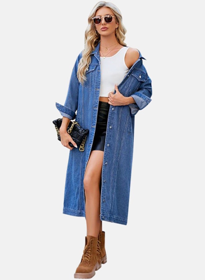 Blue Collared Long Sleeve Denim Jacket