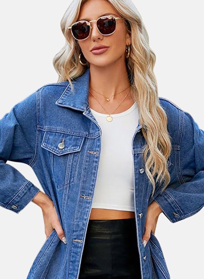 Blue Collared Long Sleeve Denim Jacket