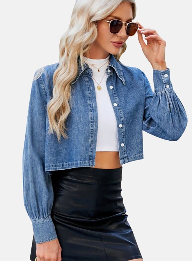 Blue Collared Long Sleeve Denim Jacket