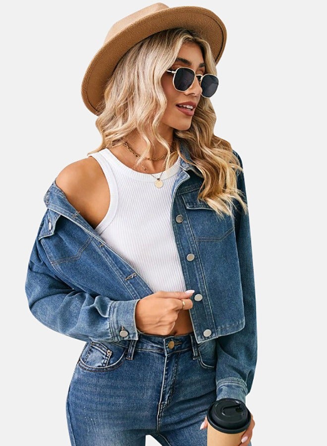 Blue Collared Long Sleeve Denim Jacket