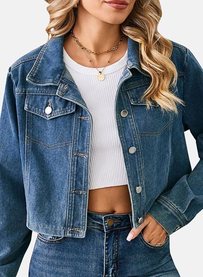 Blue Collared Long Sleeve Denim Jacket