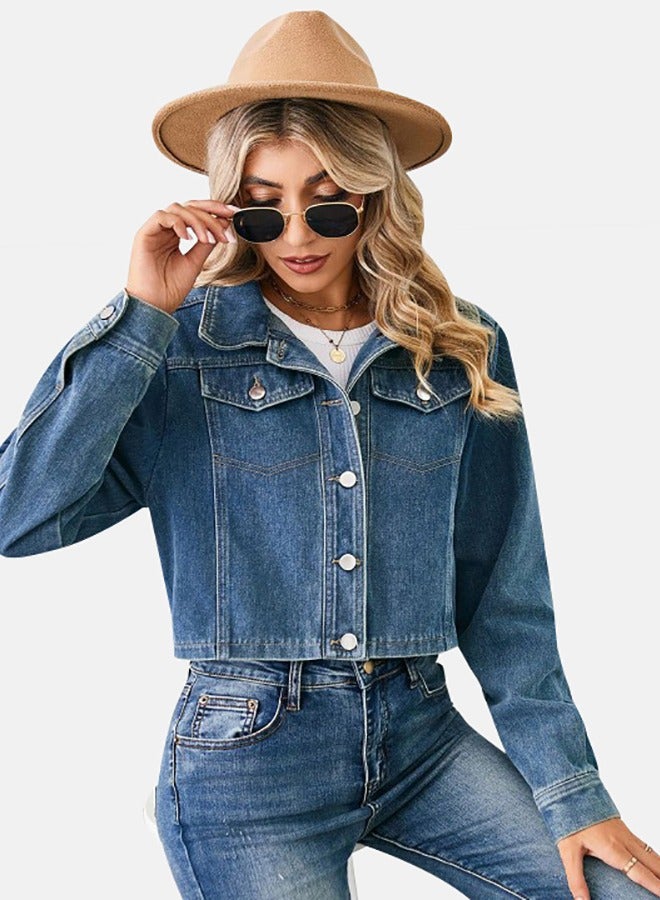 Blue Collared Long Sleeve Denim Jacket