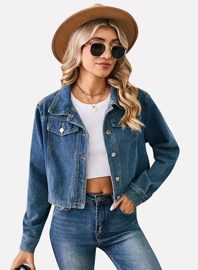 Blue Collared Long Sleeve Denim Jacket