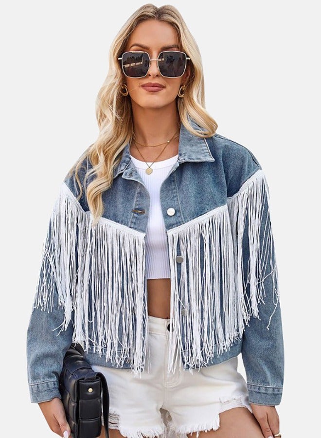 Blue Collared Long Sleeve Denim Jacket