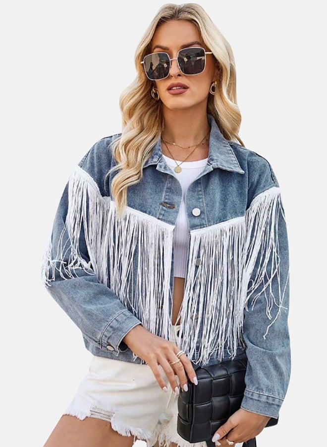 Blue Collared Long Sleeve Denim Jacket