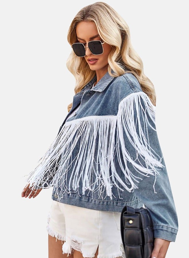 Blue Collared Long Sleeve Denim Jacket