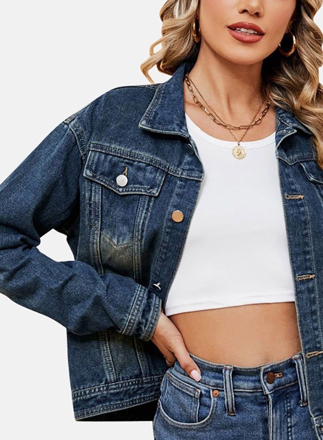 Blue Collared Long Sleeve Denim Jacket