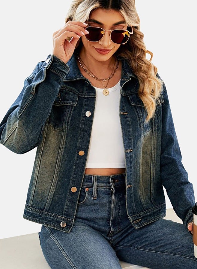 Blue Collared Long Sleeve Denim Jacket