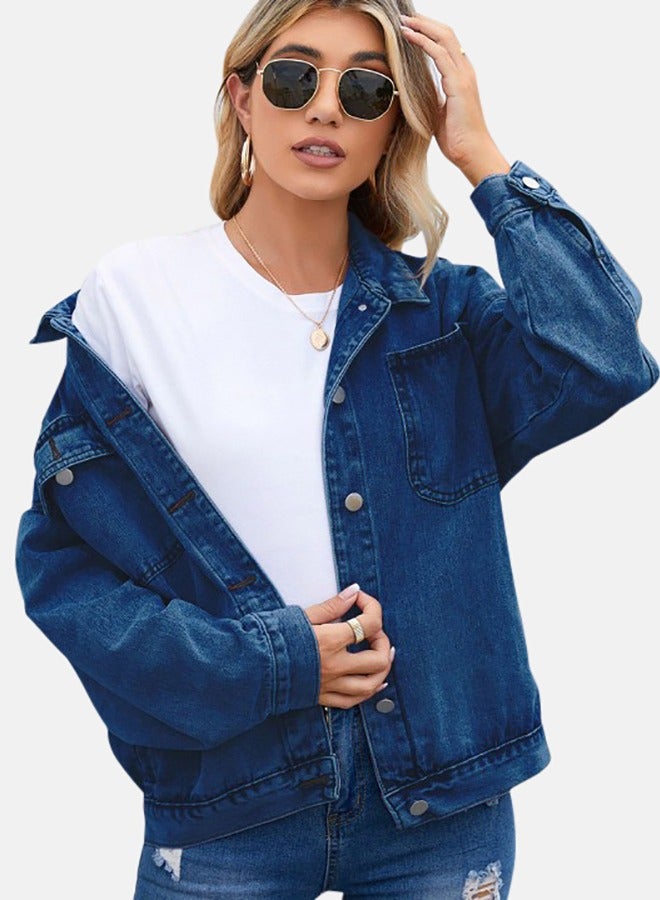 Blue Collared Long Sleeve Denim Jacket