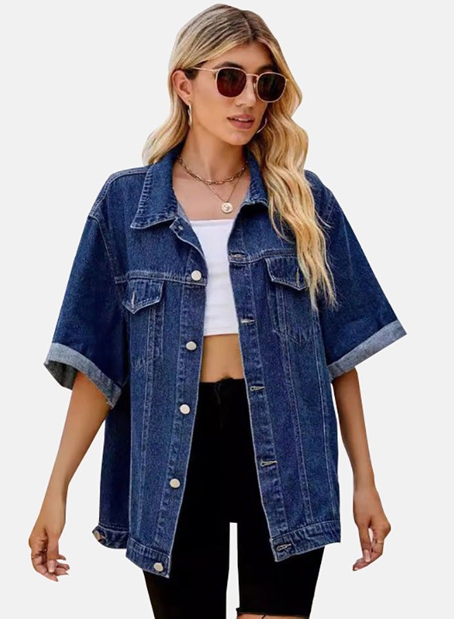 Blue Collared Long Sleeve Denim Jacket