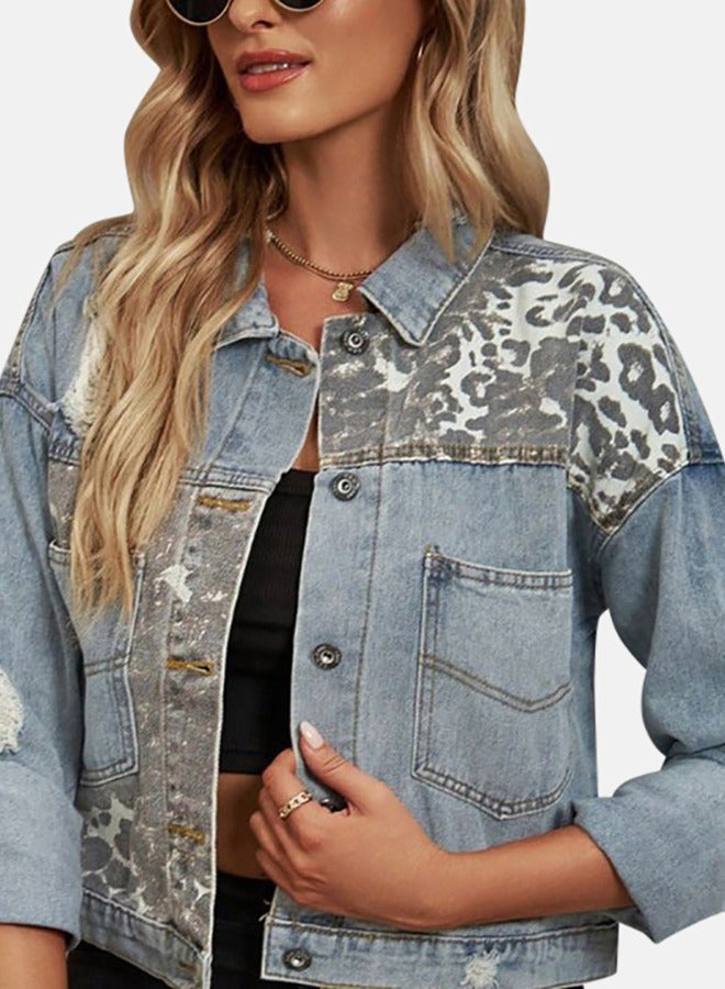 Blue Collared Long Sleeve Denim Jacket