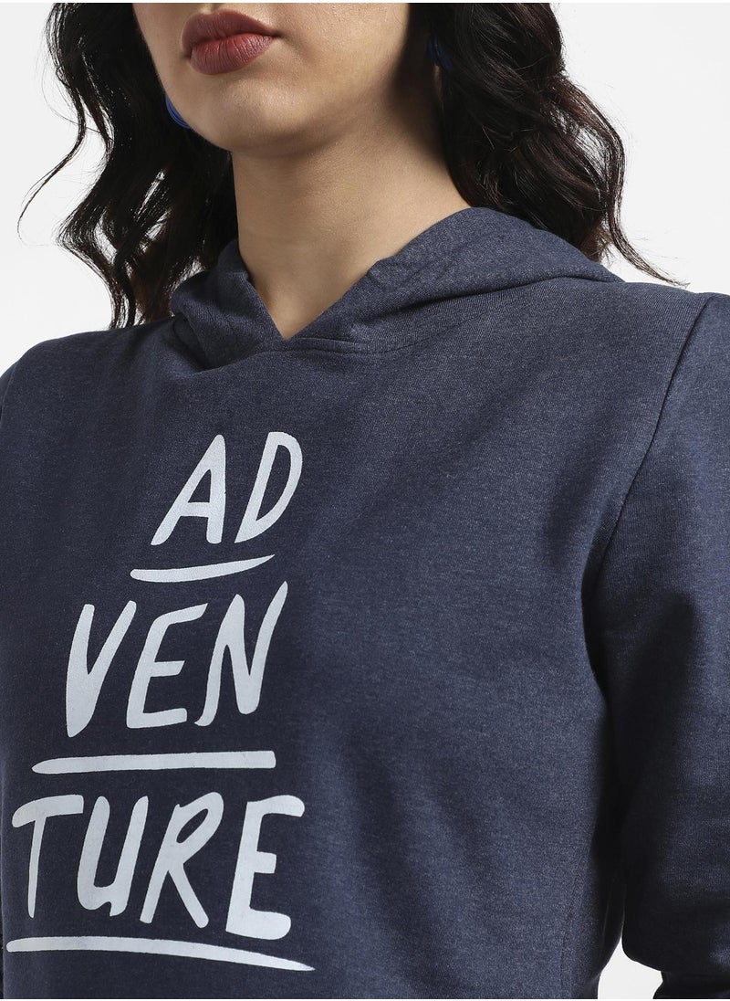 Women's Navy Blue Adventure Pullover Cropped Hoodie