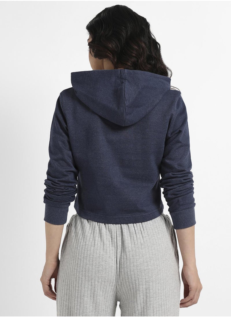 Women's Navy Blue Adventure Pullover Cropped Hoodie