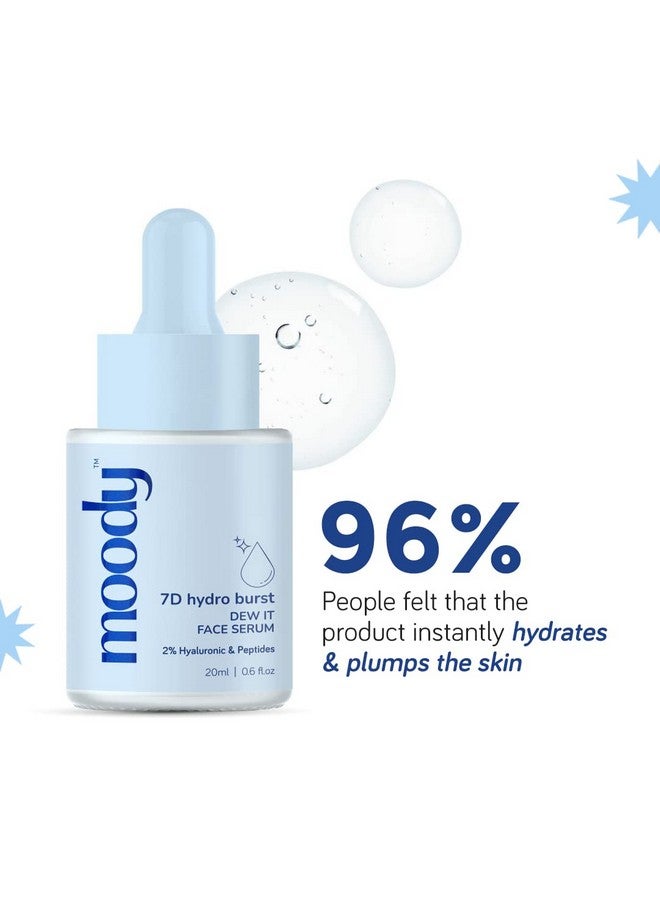 2% Hyaluronic Face Serum With Niacinamide Peptides For Dewy Hydrated & Plumped Skin With 7D Hydro Burst | Daily Hydrating Face Serum For Bouncy Skin | Paraben Free Serum For Men & Women | 20 Ml