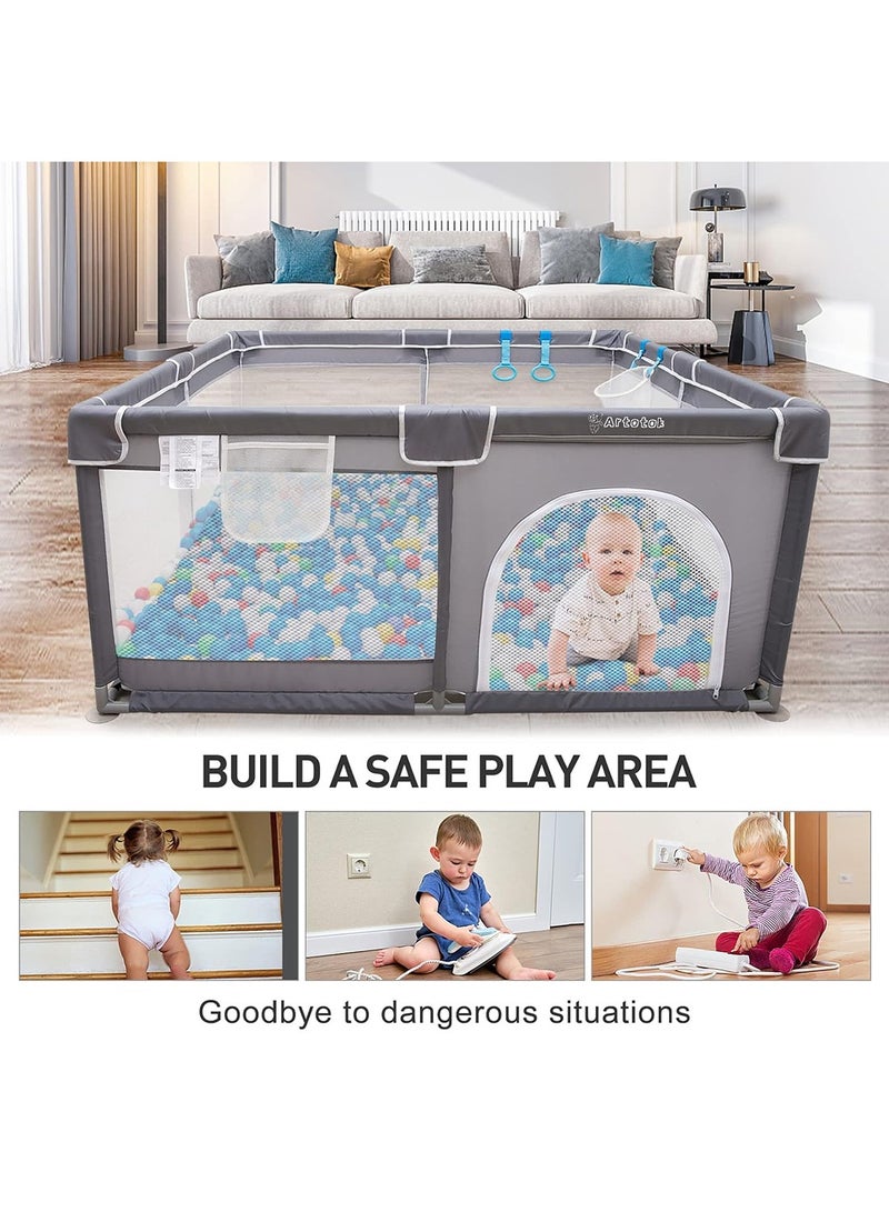 Portable Baby Playpen Extra Safe With Anti-Collision Foam For Toddler, Kids Activity Centre 120x180cm