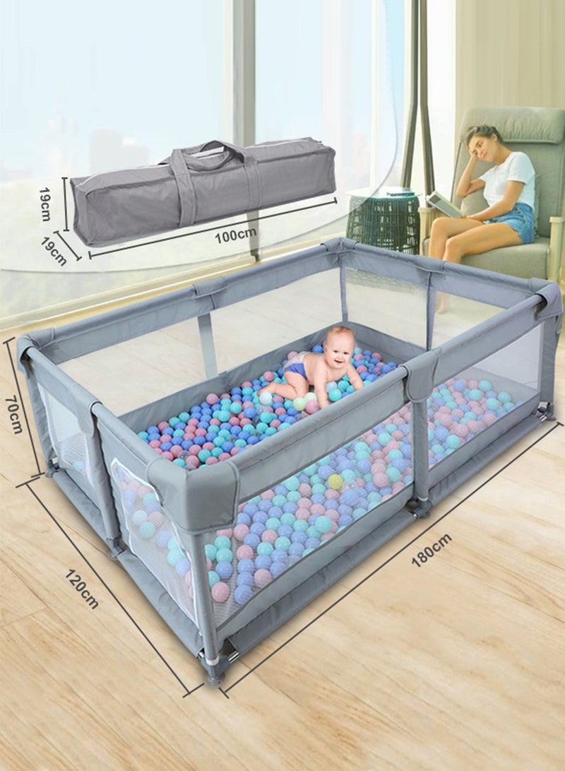 Portable Baby Playpen Extra Safe With Anti-Collision Foam For Toddler, Kids Activity Centre 120x180cm