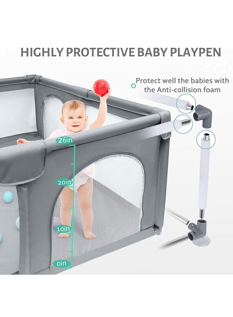 Portable Baby Playpen Extra Safe With Anti-Collision Foam For Toddler, Kids Activity Centre 120x180cm