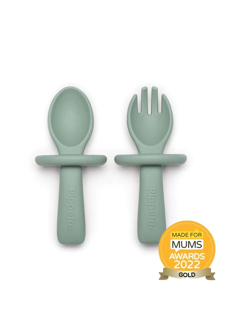 Pippeta My 1st Spoon And Fork For Newborn - Meadow Green