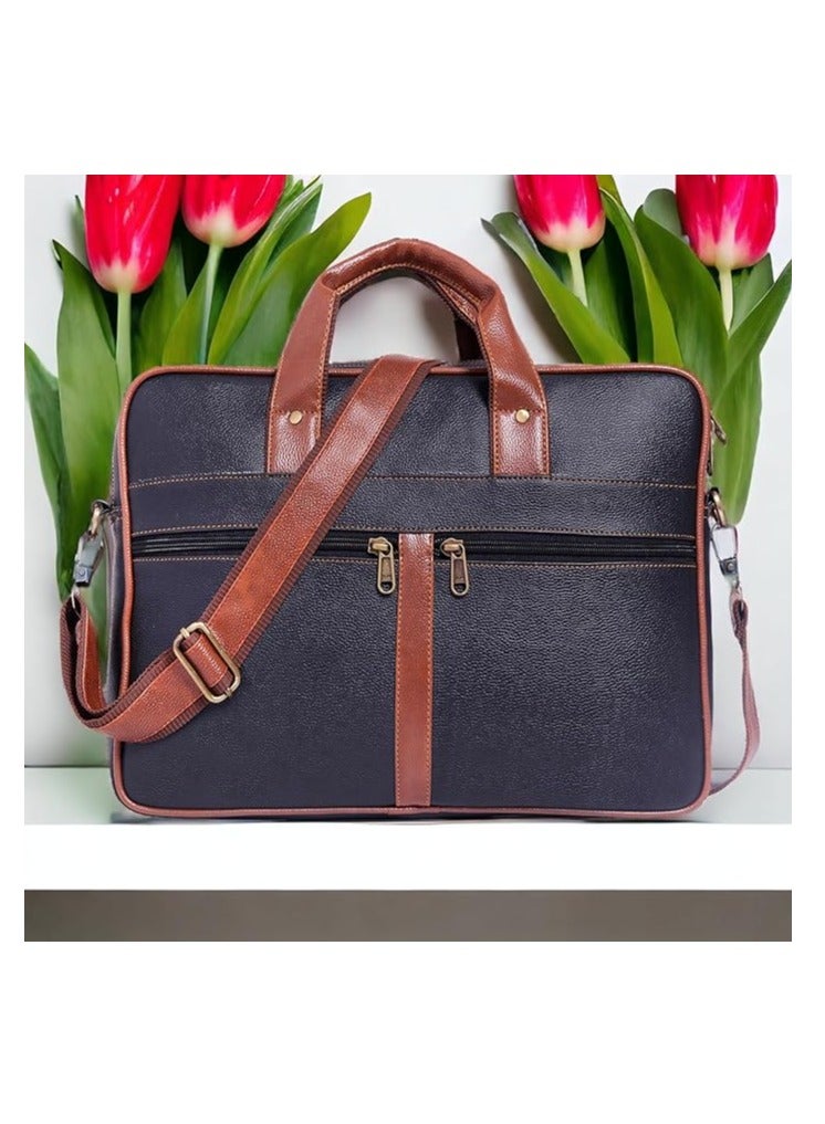 Men's Brown PU Leather Laptop Messenger Bag Satchel for Men and Women - Elegant & Durable (CN53)