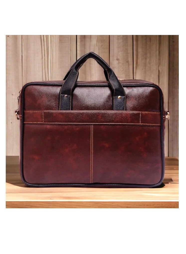 Men's Brown PU Leather Laptop Messenger Bag Satchel for Men and Women - Elegant & Durable (SXY9)