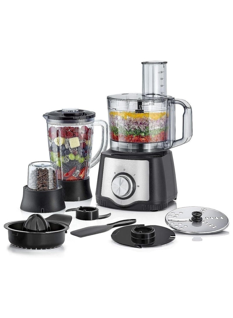 600W Multifunctional Food Processor with Blender, Grinder, and Juicer